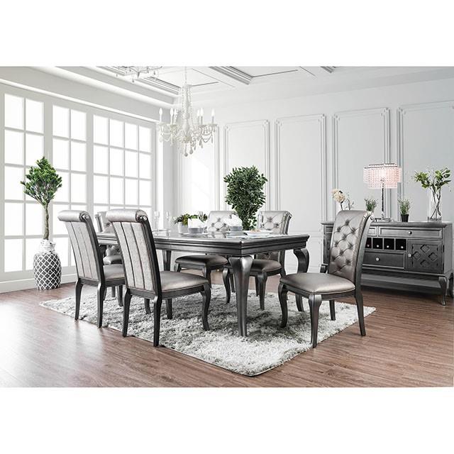  Furniture of America Amina Dining Table with Glass Top CM3219GY-T IMAGE 1