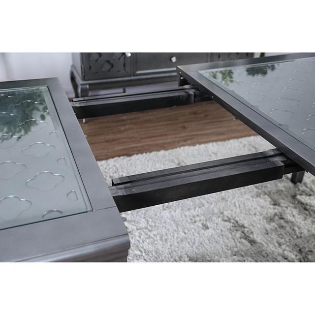  Furniture of America Amina Dining Table with Glass Top CM3219GY-T IMAGE 2