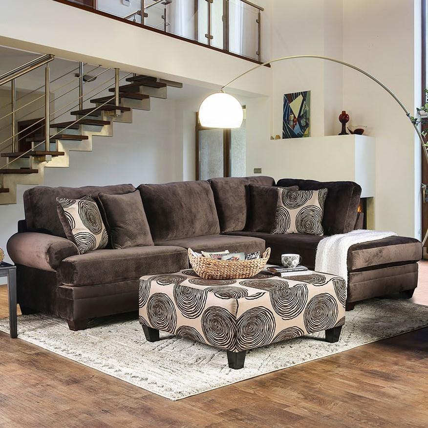  Furniture of America Bonaventura Fabric 2 pc Sectional SM5143BR-SECT IMAGE 1