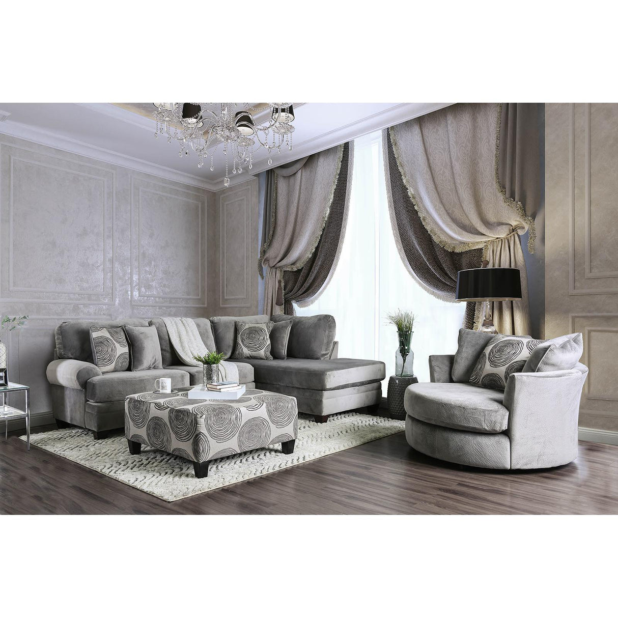  Furniture of America Bonaventura Fabric 2 pc Sectional SM5143GY-SECT IMAGE 5