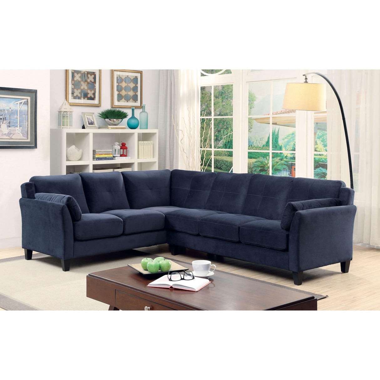  Furniture of America Peever Fabric 2 pc Sectional CM6368NV-SECTIONAL IMAGE 1