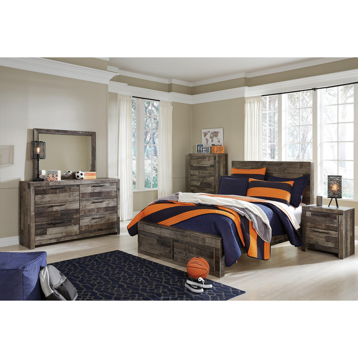  Benchcraft Derekson B200B16 Full Panel Bed with 2 Storage Drawers IMAGE 3