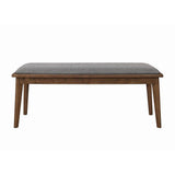  Coaster Furniture Alfredo 108083 Upholstered Dining Bench - Grey and Natural Walnut IMAGE 2
