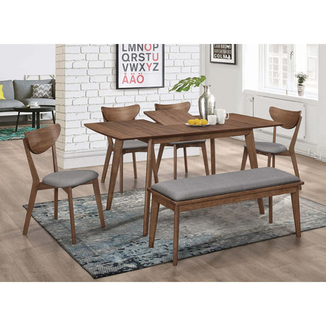  Coaster Furniture Alfredo 108083 Upholstered Dining Bench - Grey and Natural Walnut IMAGE 4
