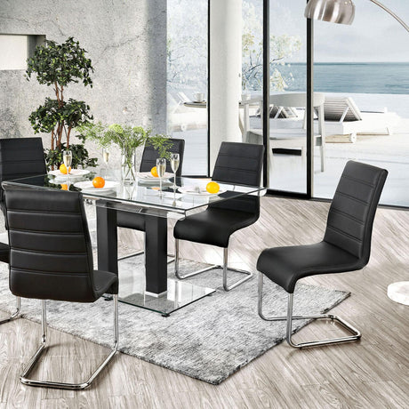  Furniture of America Richfield Dining Table with Glass Top and Pedestal Base CM3362BK-T-TABLE IMAGE 2