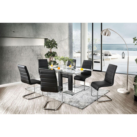  Furniture of America Richfield Dining Table with Glass Top and Pedestal Base CM3362BK-T-TABLE IMAGE 6