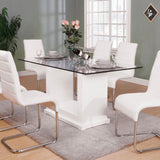  Furniture of America Eva Dining Table with Glass Top and Pedestal Base CM3917T-TABLE IMAGE 1