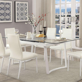  Furniture of America Miriam Dining Table with Pedestal Base CM3383WH-T-TABLE IMAGE 1