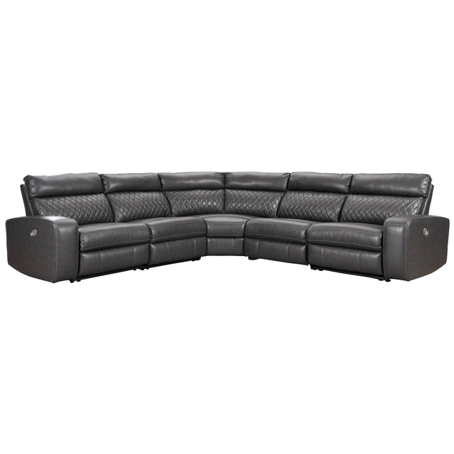  Signature Design by Ashley Samperstone Power Reclining Leather Look 5 pc Sectional 5520358/5520319/5520377/5520346/5520362 IMAGE 1