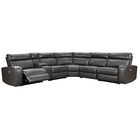  Signature Design by Ashley Samperstone Power Reclining Leather Look 6 pc Sectional 5520358/5520357/5520319/5520377/5520346/5520362 IMAGE 1