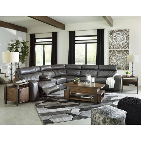  Signature Design by Ashley Samperstone Power Reclining Leather Look 6 pc Sectional 5520358/5520357/5520319/5520377/5520346/5520362 IMAGE 4