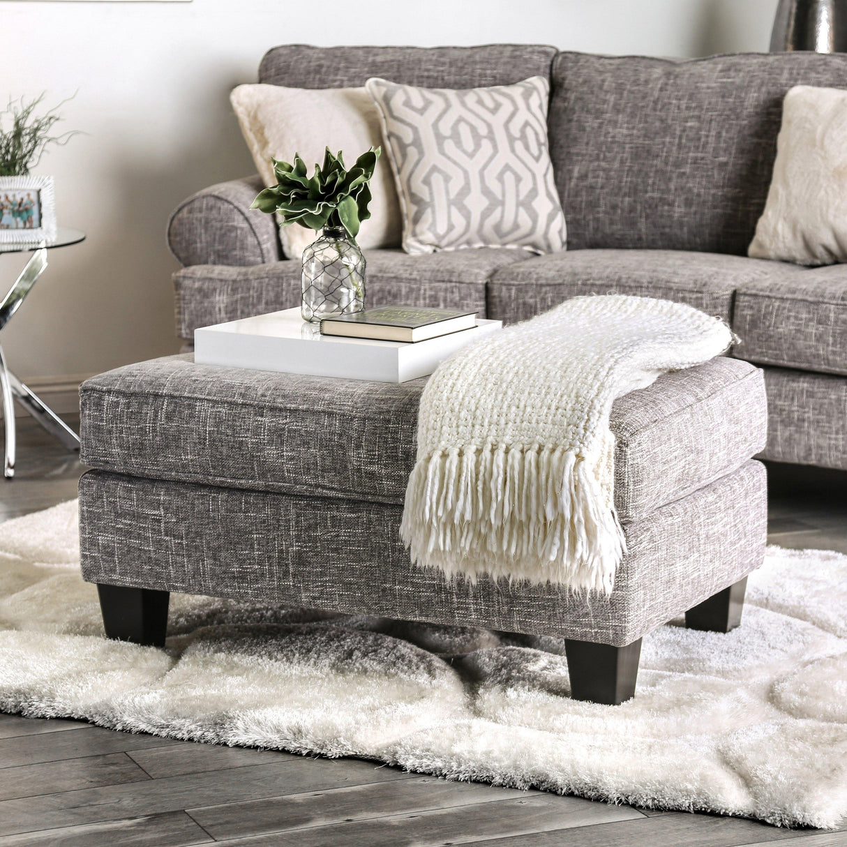  Furniture of America Pierpont Fabric Ottoman SM8012-OT IMAGE 2