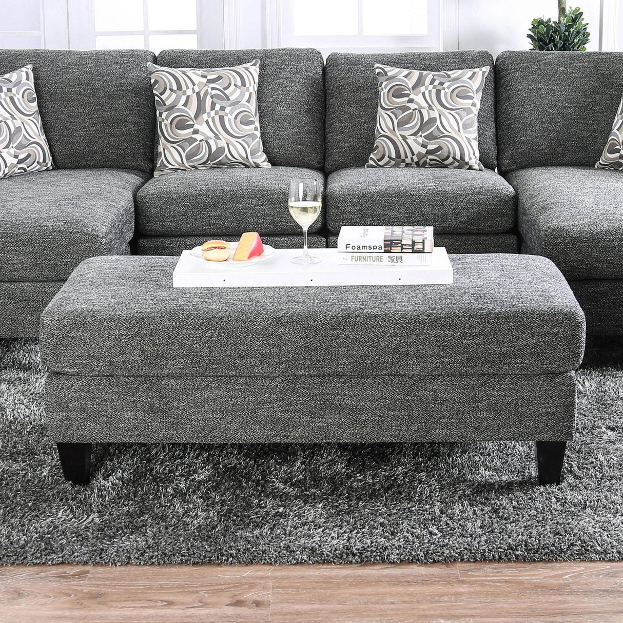  Furniture of America Lowry Fabric Ottoman CM6363-OT IMAGE 1