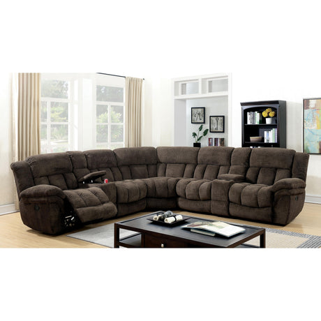  Furniture of America Irene Reclining Fabric 7 pc Sectional CM6585BR-SECT IMAGE 4