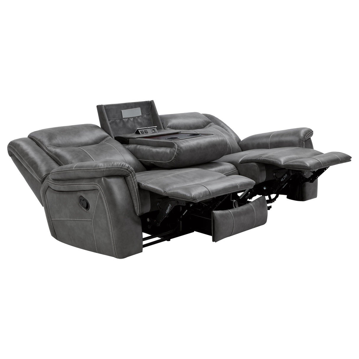  Coaster Furniture Conrad 650354 Upholstered Padded Arm Motion Sofa - Grey IMAGE 2