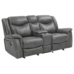  Coaster Furniture Conrad 650355 Upholstered Padded Arm Glider Loveseat - Grey IMAGE 1