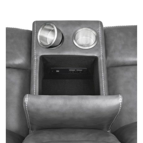  Coaster Furniture Conrad 650355 Upholstered Padded Arm Glider Loveseat - Grey IMAGE 11