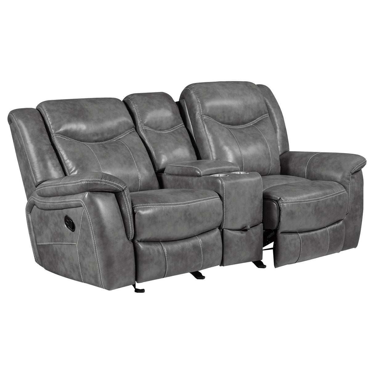  Coaster Furniture Conrad 650355 Upholstered Padded Arm Glider Loveseat - Grey IMAGE 2