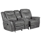  Coaster Furniture Conrad 650355 Upholstered Padded Arm Glider Loveseat - Grey IMAGE 2