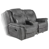  Coaster Furniture Conrad 650355 Upholstered Padded Arm Glider Loveseat - Grey IMAGE 3