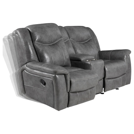  Coaster Furniture Conrad 650355 Upholstered Padded Arm Glider Loveseat - Grey IMAGE 3