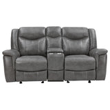 Coaster Furniture Conrad 650355 Upholstered Padded Arm Glider Loveseat - Grey IMAGE 5