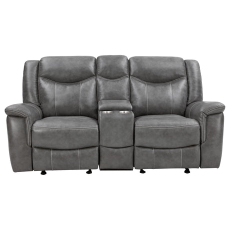  Coaster Furniture Conrad 650355 Upholstered Padded Arm Glider Loveseat - Grey IMAGE 5