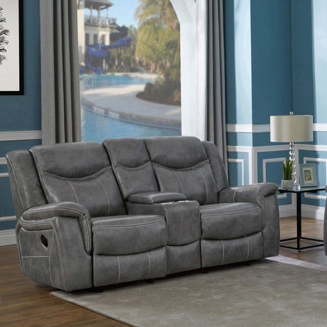  Coaster Furniture Conrad 650355 Upholstered Padded Arm Glider Loveseat - Grey IMAGE 8