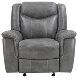  Coaster Furniture Conrad 650356 Upholstered Padded Arm Glider Recliner - Grey IMAGE 5