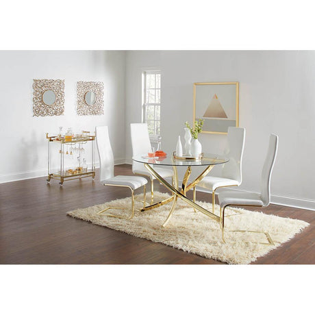  Coaster Furniture Beckham 108441 Round 46-inch Glass Top Dining Table - Brass IMAGE 4