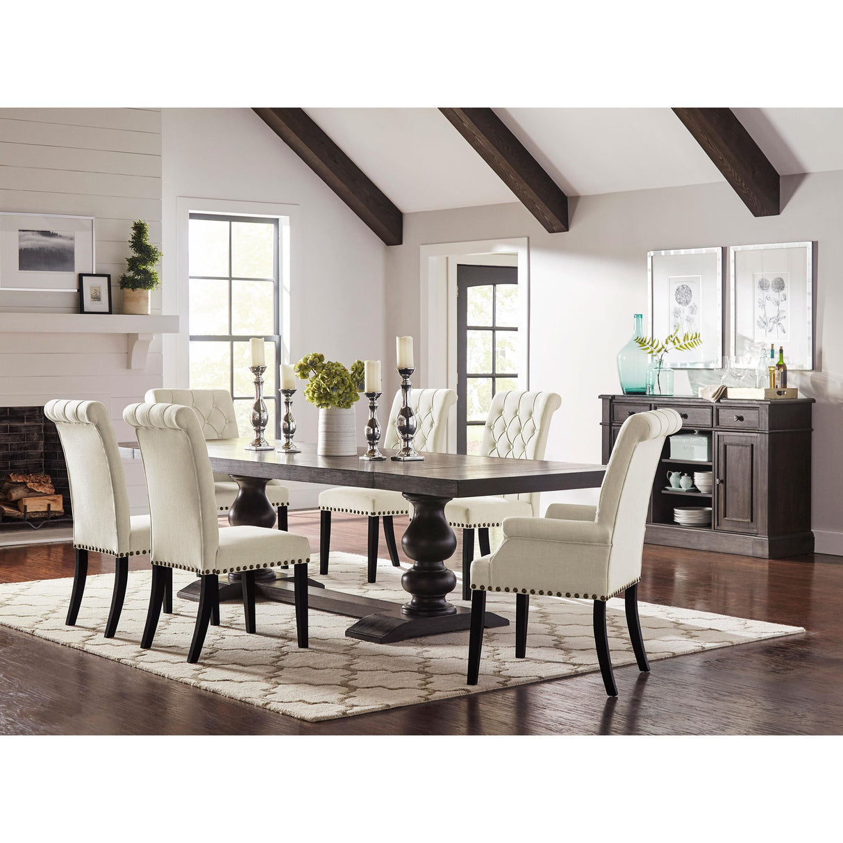  Coaster Furniture Phelps 121231 123-inch Extension Leaf Dining Table - Distressed Noir IMAGE 4