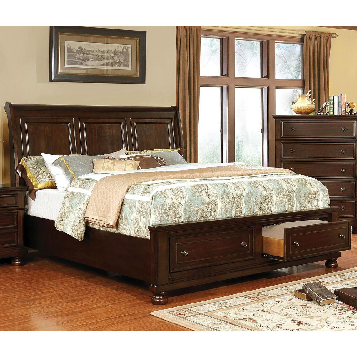  Furniture of America Castor King Platform Bed with Storage CM7590CH-EK-BED IMAGE 2