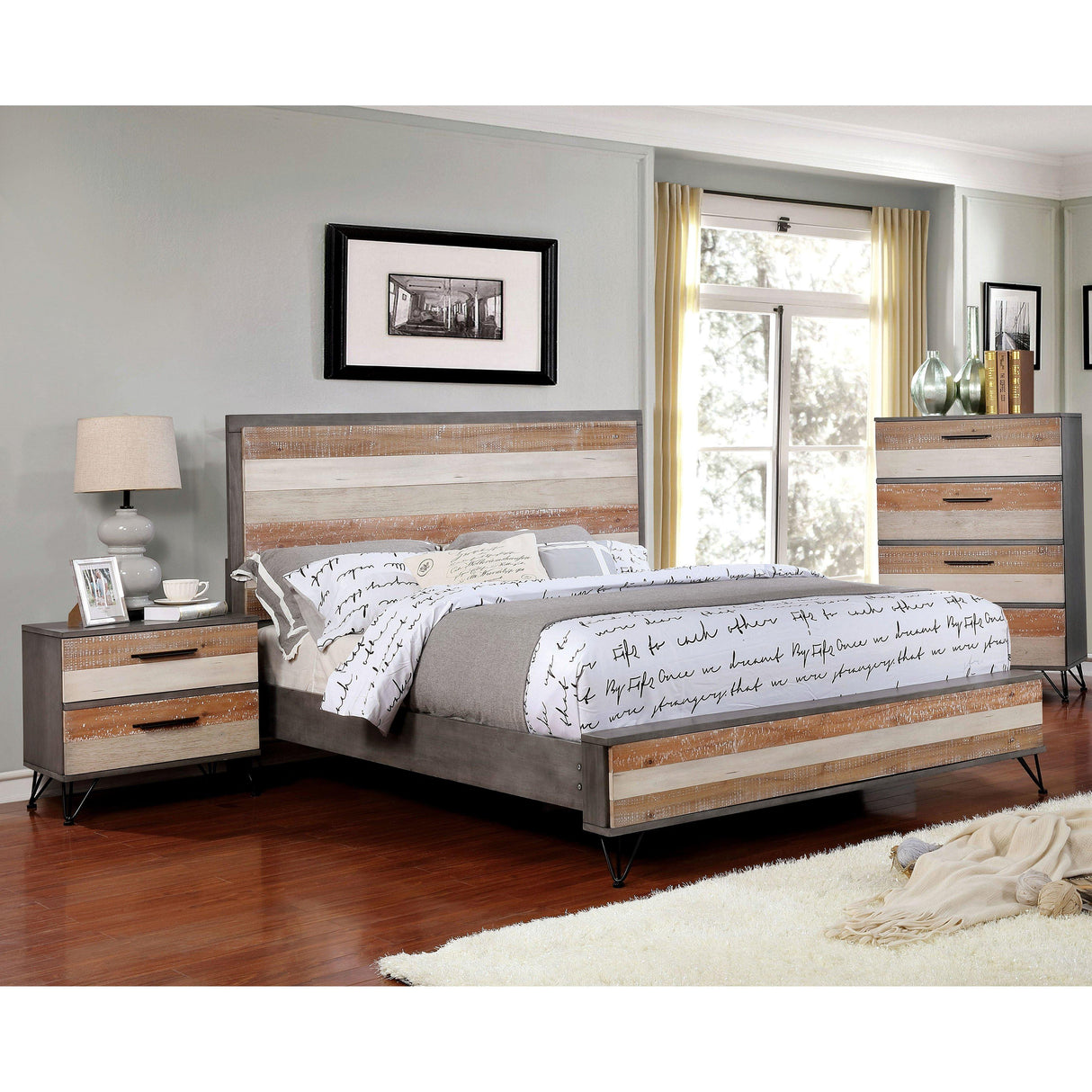  Furniture of America Haddel California King Panel Bed CM7592GY-CK-BED IMAGE 2
