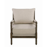  Coaster Furniture Blanchett 905362 Upholstered Bobbin Accent Chair - Beige and Natural IMAGE 2