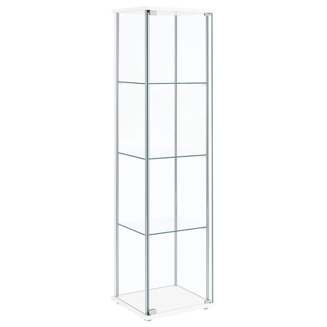  Coaster Furniture Bellatrix 951072 4-shelf Clear Glass Curio Cabinet - White IMAGE 1