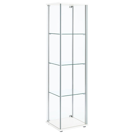  Coaster Furniture Bellatrix 951072 4-shelf Clear Glass Curio Cabinet - White IMAGE 5