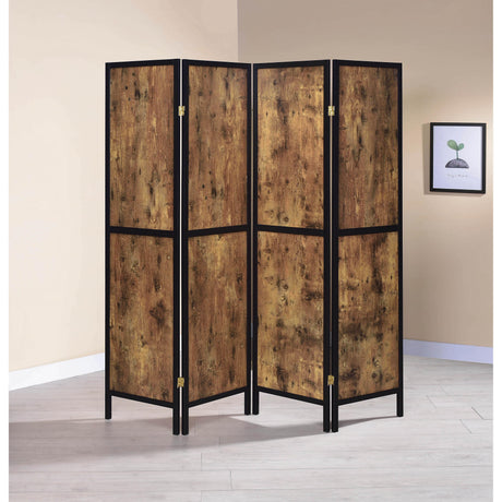  Coaster Furniture Deepika 961413 4-Panel Room Divider Folding Screen - Rustic Nutmeg IMAGE 3