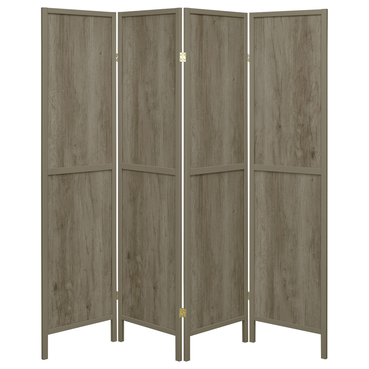  Coaster Furniture Deepika 961415 4-Panel Room Divider Folding Screen - Grey Driftwood IMAGE 3