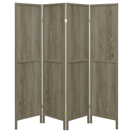  Coaster Furniture Deepika 961415 4-Panel Room Divider Folding Screen - Grey Driftwood IMAGE 3