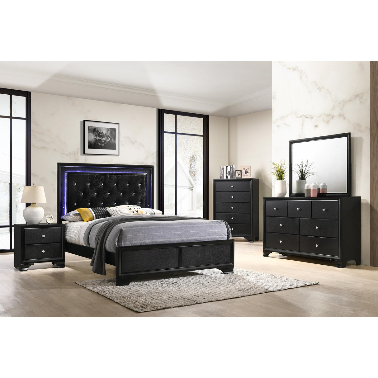  Crown Mark Micah Full Upholstered Panel Bed B4350-F-HBFB/B4350-FT-RAIL IMAGE 3