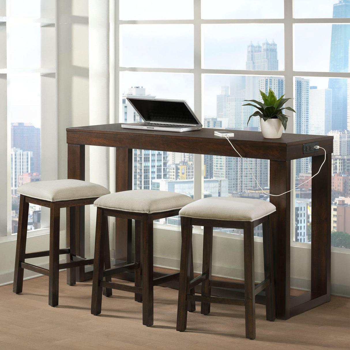  Elements International Hardy 4 pc Pub Height Dinette THY100BTSP IMAGE 4