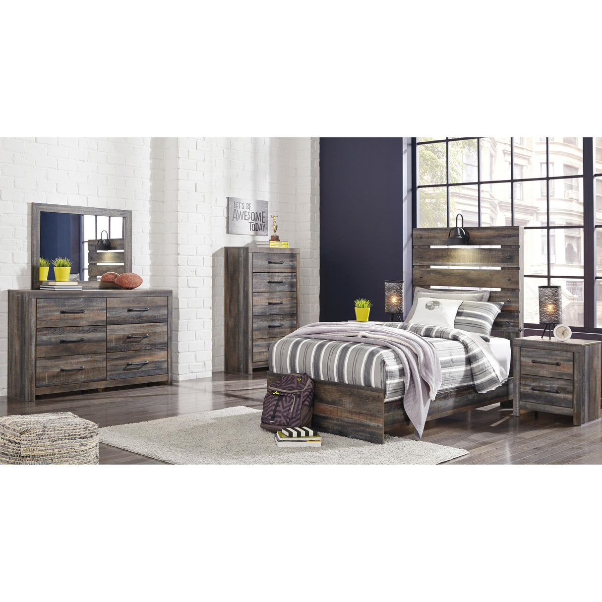  Signature Design by Ashley Drystan B211B2 Twin Panel Bed IMAGE 7