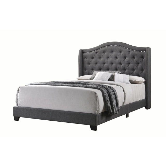  Coaster Furniture Sonoma 310072Q Upholstered Queen Wingback Bed - Grey IMAGE 1