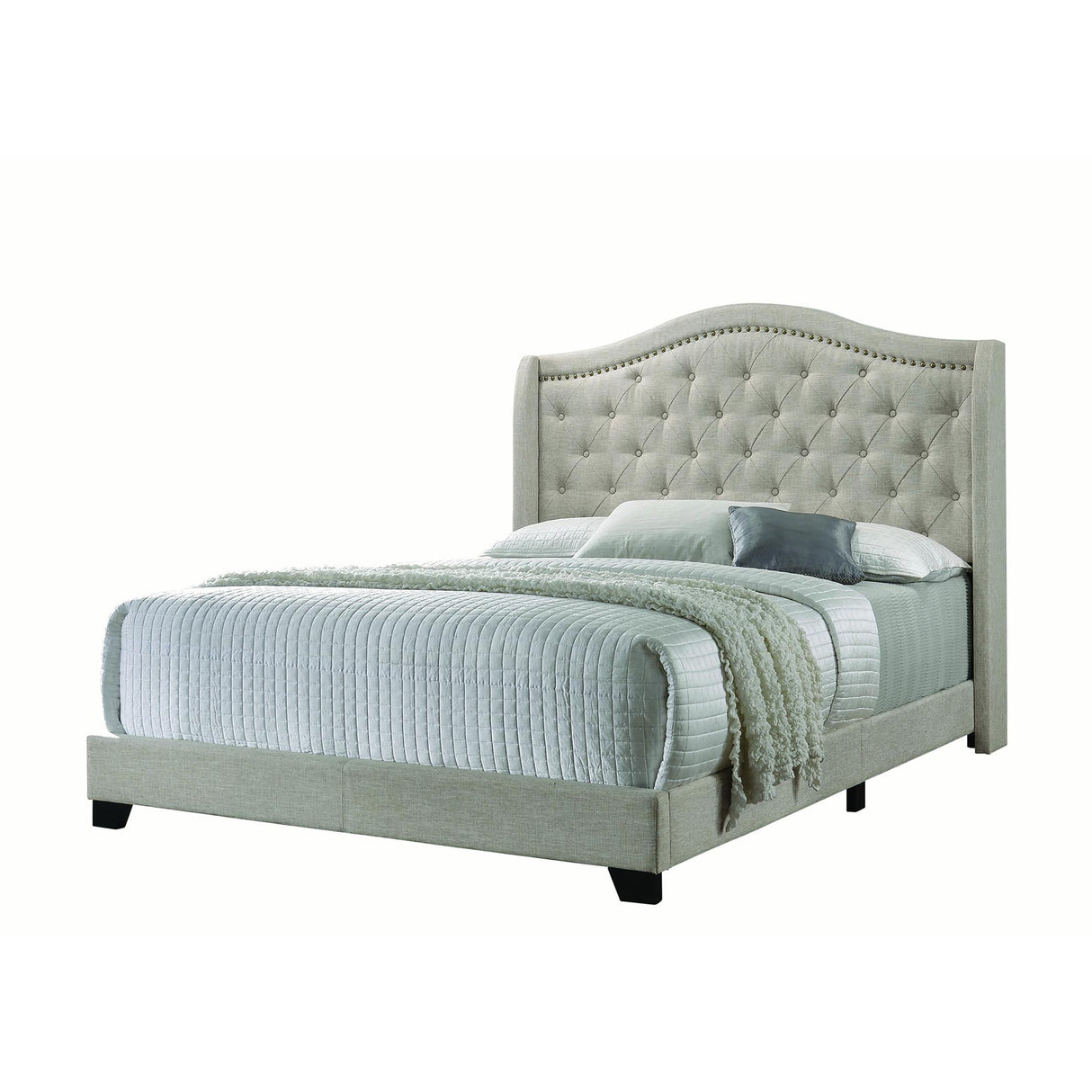  Coaster Furniture Sonoma 310073KE Upholstered Eastern King Wingback Bed - Beige IMAGE 1