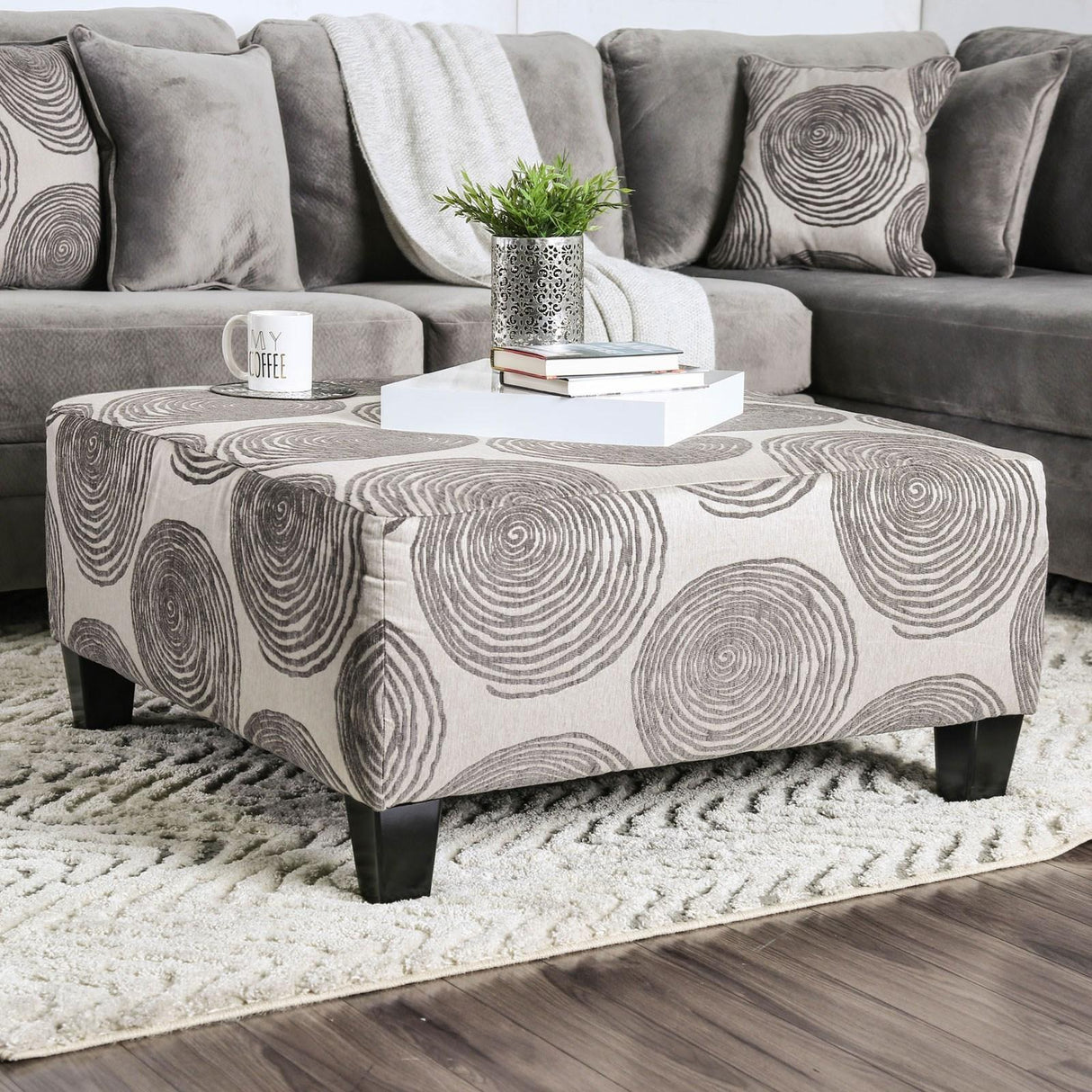  Furniture of America Bonaventura Fabric Ottoman SM5142GY-OT IMAGE 1