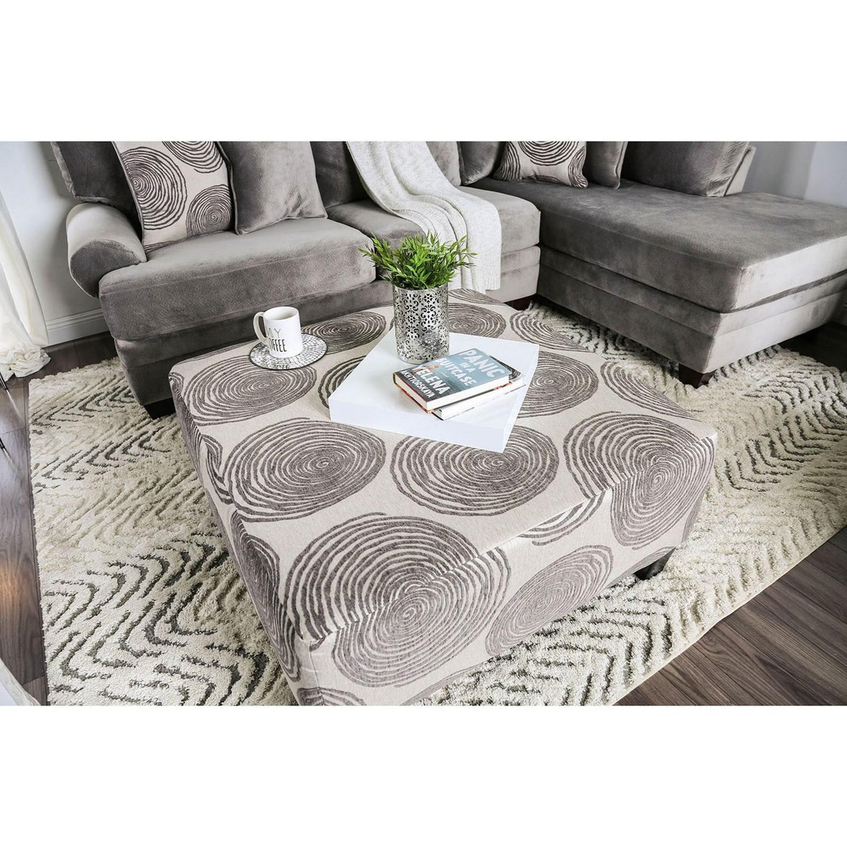 Furniture of America Bonaventura Fabric Ottoman SM5142GY-OT IMAGE 2