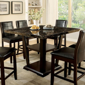  Furniture of America Square Clayton II Counter Height Table with Marble Top and Pedestal Base CM3933PT-TABLE IMAGE 1