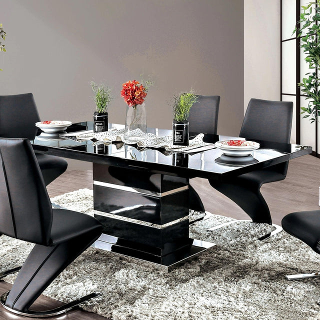  Furniture of America Midvale Dining Table with Pedestal Base CM3650BK-T-TABLE IMAGE 1