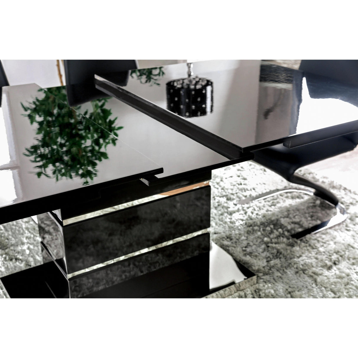  Furniture of America Midvale Dining Table with Pedestal Base CM3650BK-T-TABLE IMAGE 2