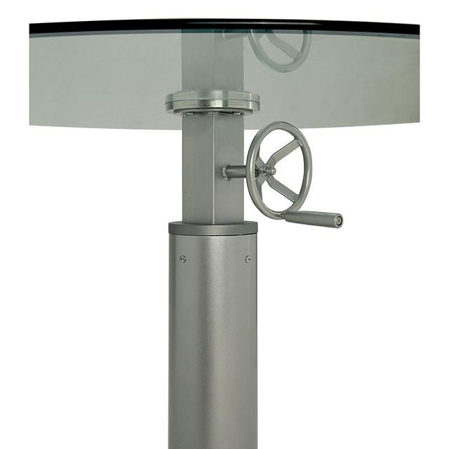  Furniture of America Round Helene Adjustable Height Dining Table with Glass Top and Pedestal Base CM3378RT-TABLE IMAGE 9